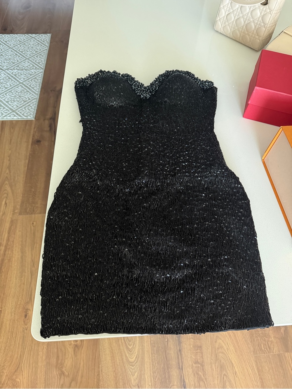 Custom Black Sequin Corset Dress
